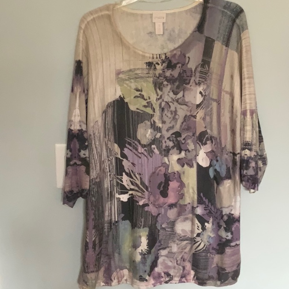 CHICOS LADIES TOP IN LAVENDER, CREAM, GREEN,  GRAY SIZE 3
